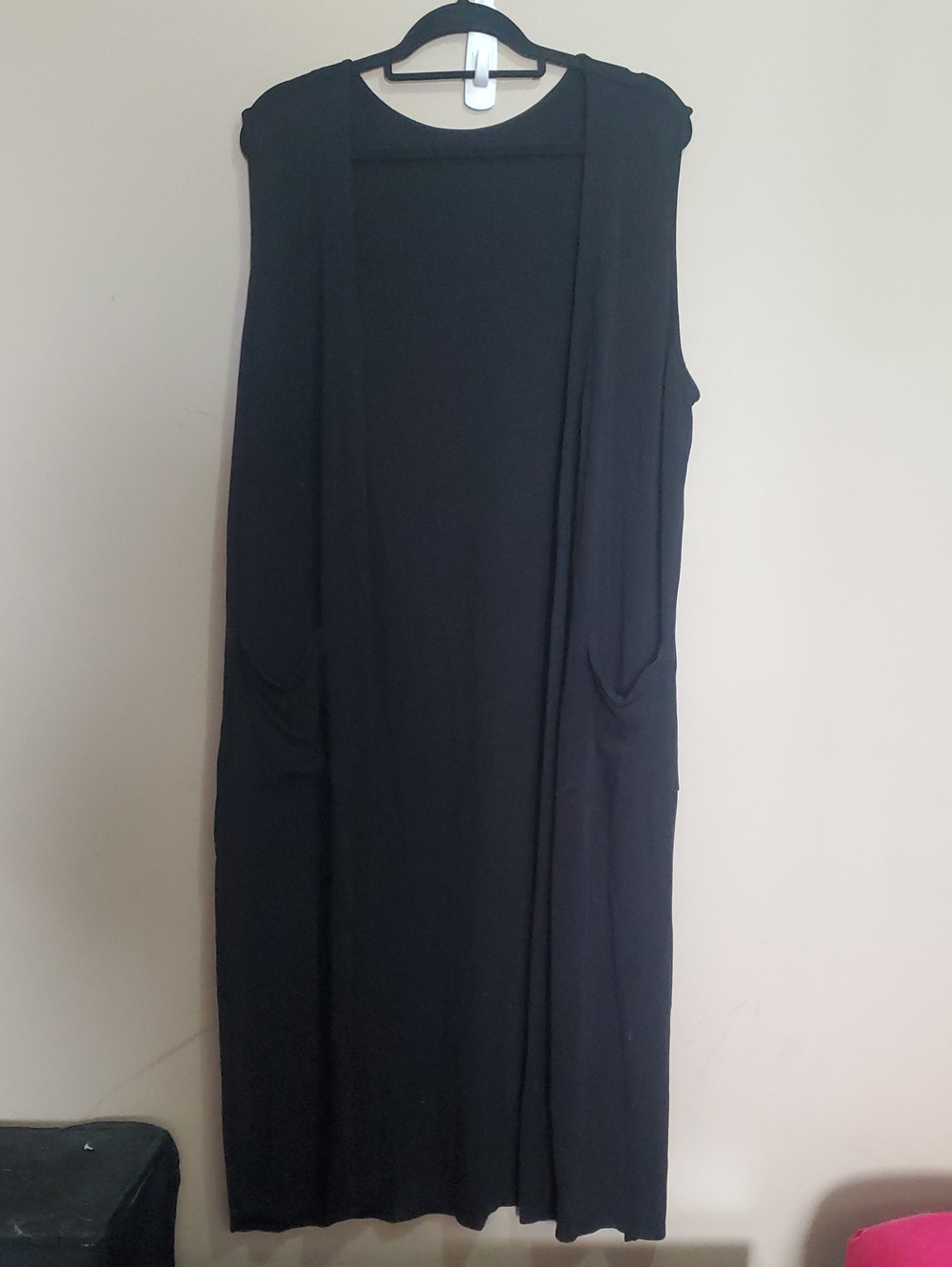 Black Long Sleeveless Duster Cardigan Size OS